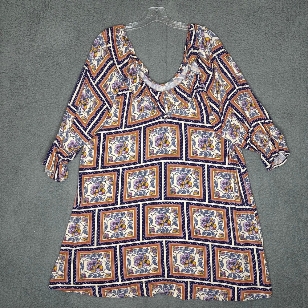 Porridge Clothing Anthropologie Floral Tile Ruffle Shift Dress Womens Medium M